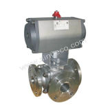 Pneumatic Stainless Steel Flanged Three Way Ball Valve