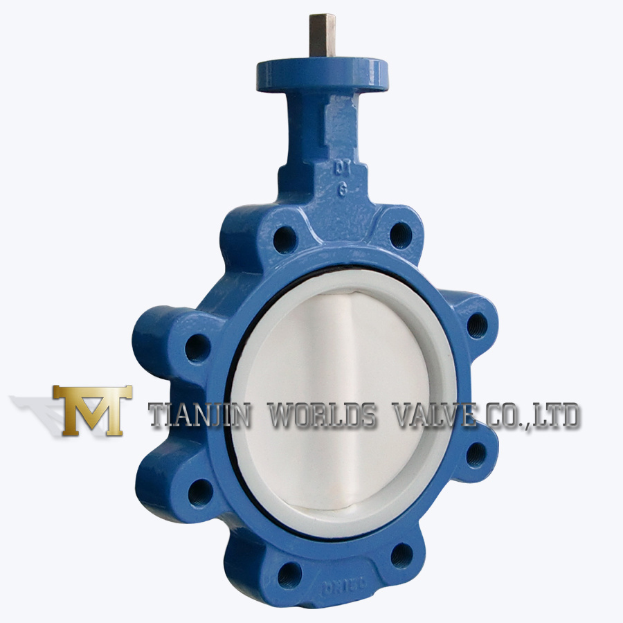 Bare Shaft PTFE Lining Lug Type Wafer Butterfly Valve