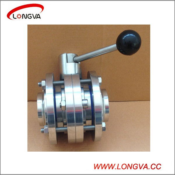 Sanitary Stainless Steel Three-Piece Butt Weld Butterfly Valve