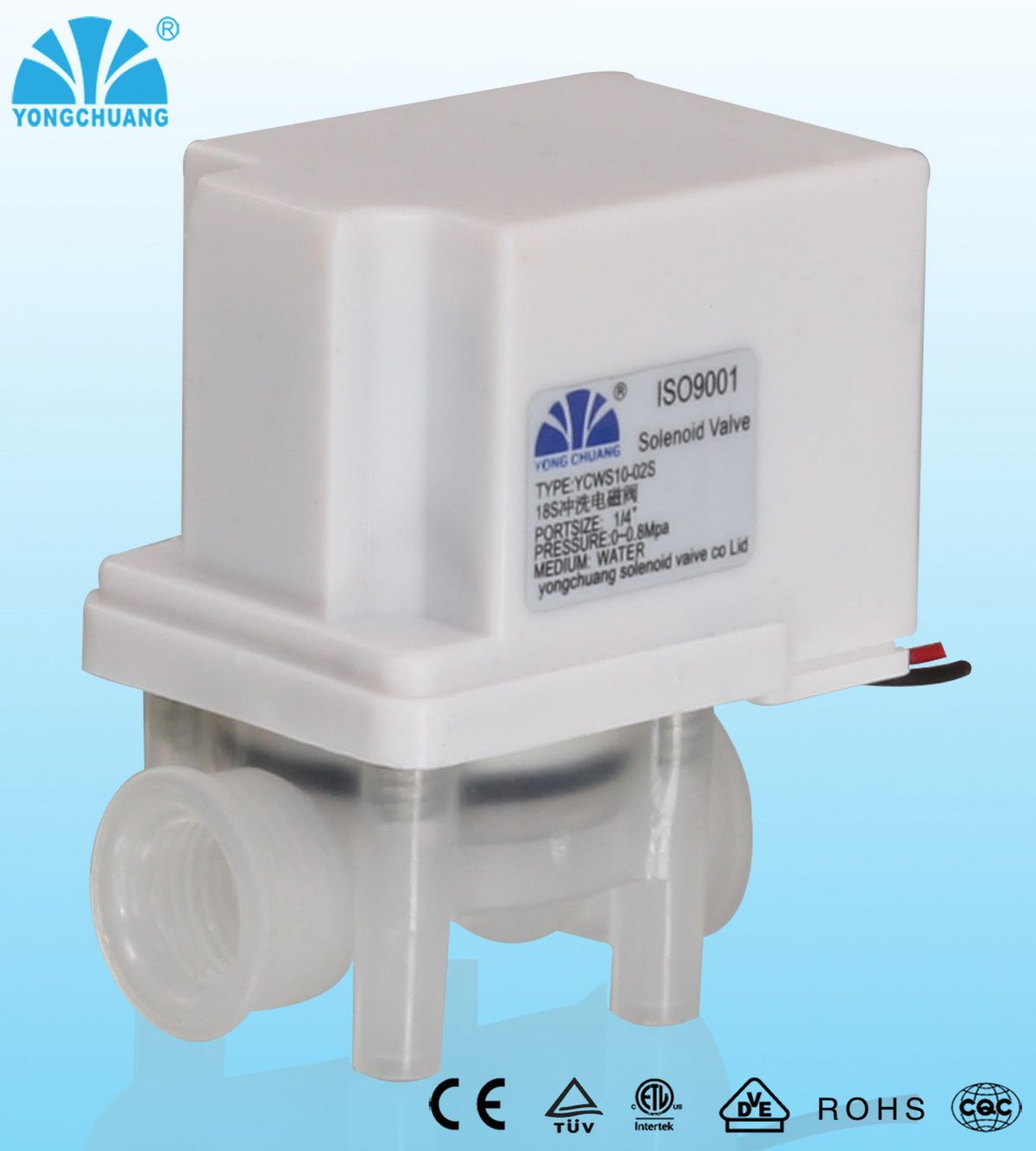 Auto Flush Plastic 1/4 Thread Solenoid Valve (YCWS10-02S)