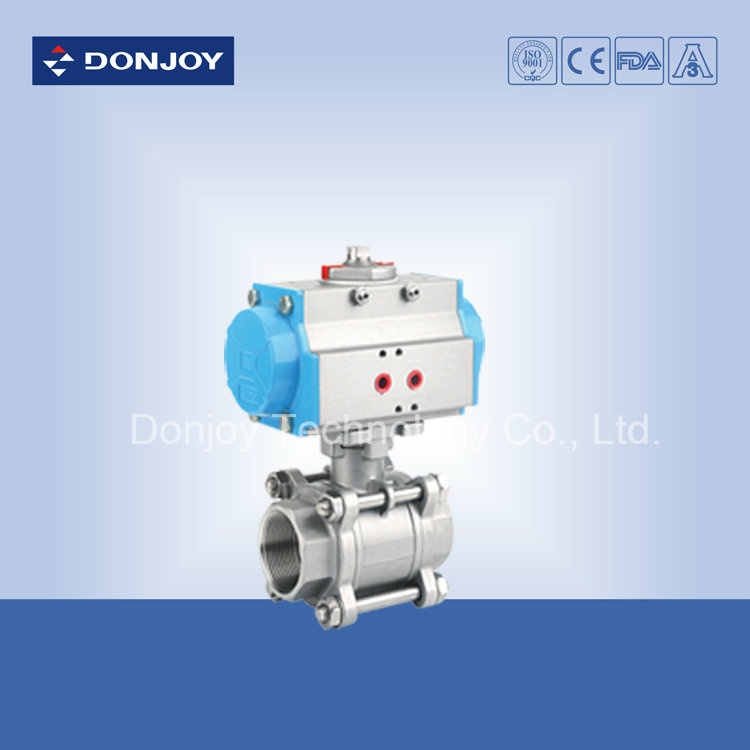 Pneumatic Three Piece Ball Valve with Horizontal Actuator