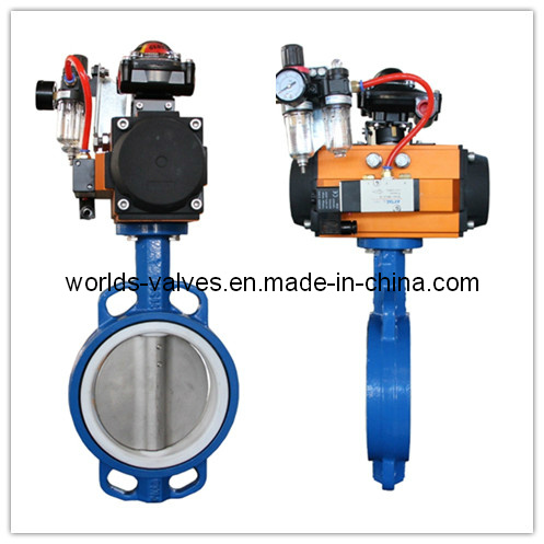 PTFE Seat Pneumatic Wafer Butterfly Valve (D67A1X-10/16)