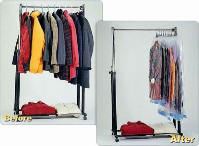 Hanging Vacuum Storage Bag w/Patented Air Valve, Slider & Custom Hanger (AT60115W/H)