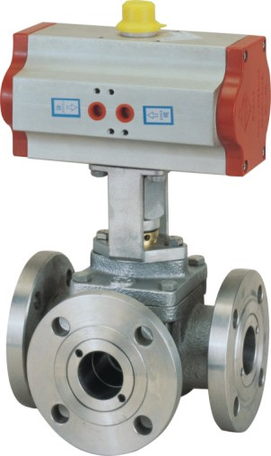 Pneumatic Three - Way Flanged Ball Valve