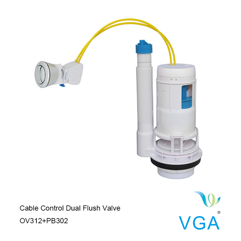 Double Cable Control Dual Push Button Toilet Flush Valve Ov312+Pb302