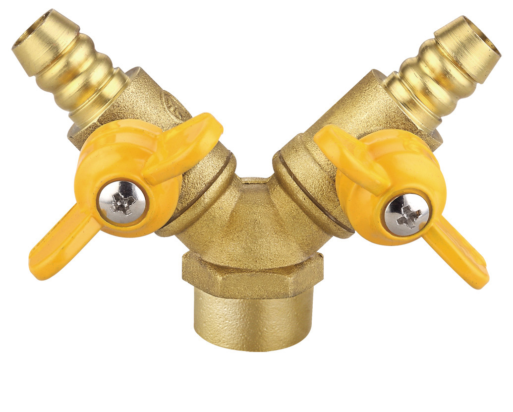 Double-Fork Female Thread Brass Gas Valve (SS9010)