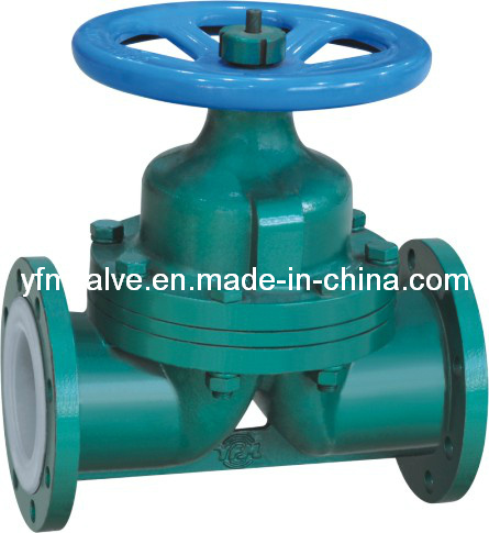 Hand Wheel PFA Lined Diaphragm Valve Weir Type