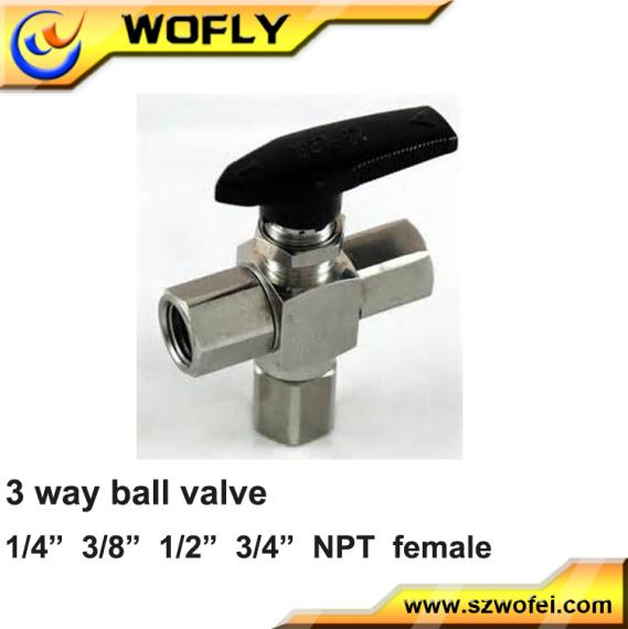 3 Ways Ball Valve for Gas and Oil NPT Threaded