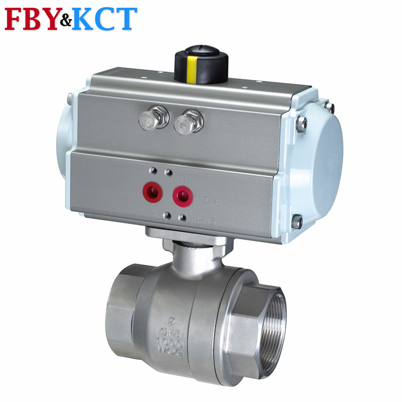 2PCS Pn16 316 Material Screwed End Pneumatic Ball Valve