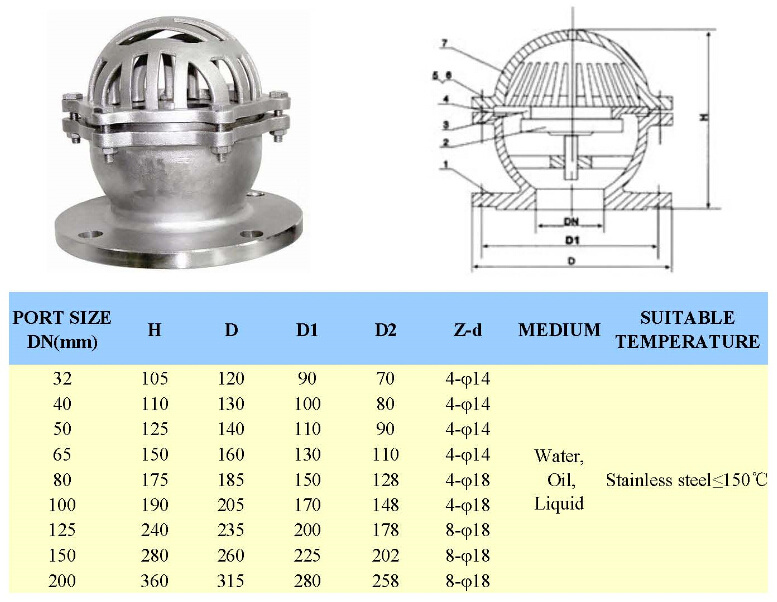 Stainless Steel Water Pump Pn10 Foot Valve