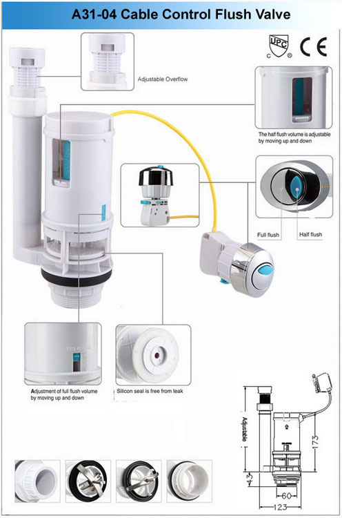 Toilet Cable Control Dual Flush Valve