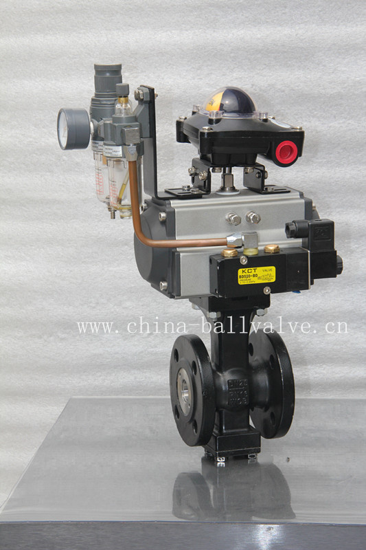 Wcb Body V-Notch Pneumatic Ball Valve, V-Port Pneumatic Ball Valve