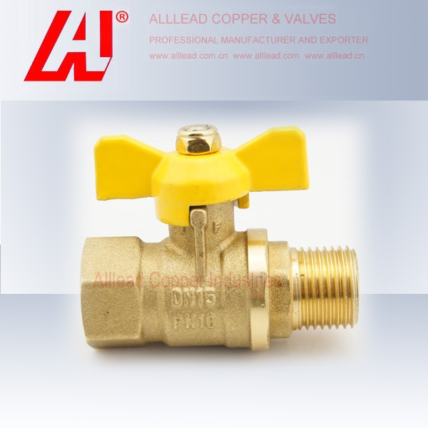 T Handle Brass Gas Valve MXF (A-8029)