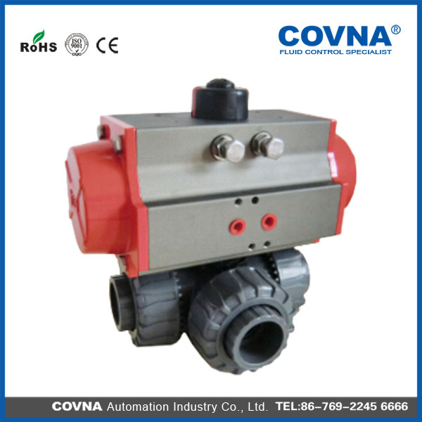 Plastic Three Way Pneumatic Ball Valve