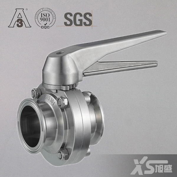 Stainless Steel Handle Sanitary Ferrule Butterfly Valve