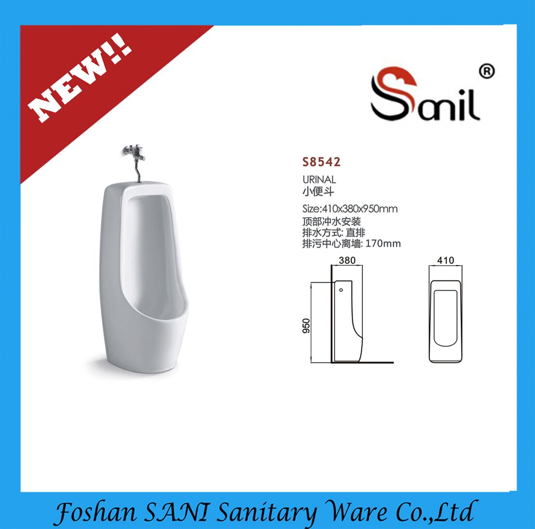 Grade a Ceramic Floor-Standing Urinal with Manual Valve (S8542)