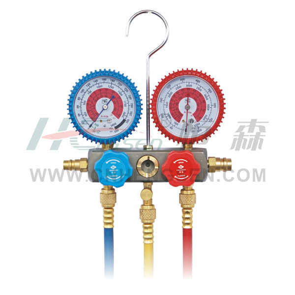 Refrigerant Pressure Gauge, Manifold Pressure Guage, Double Gauge Valves