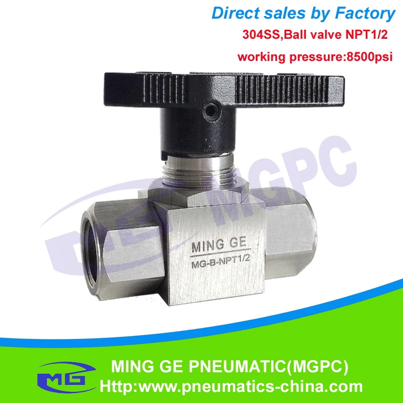 586bar 8500psi Hydraulic NPT1/2 Stainless Steel 304 High Pressure Manual Ball Valve