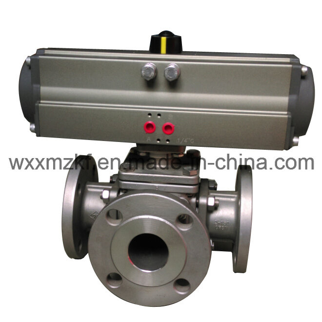 Three Way Pneumatic Actuator Ball Valve