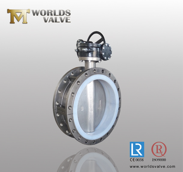 Stainless Steel Double Flange Butterfly Valve with PTFE Seat