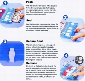 Hand Pressed Travel Vacuum Storage Bag w/Unique Air Valve & Slider (AT6095)
