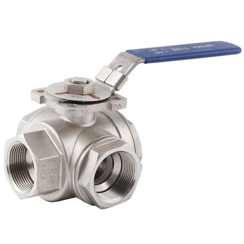 Three Way Stainless Steel Screwed Ball Valve