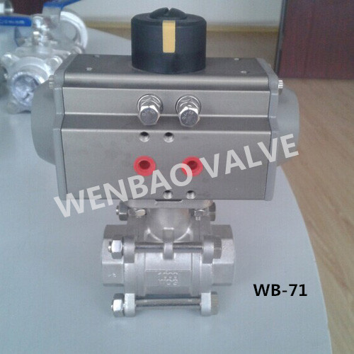 3PC Stainless Steel Pneumatic Ball Valve 1000wog
