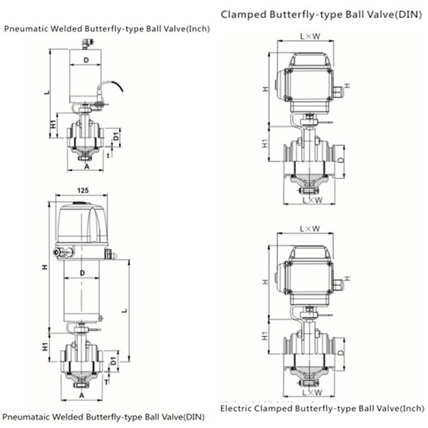 Sanitary Pneumatic/Electric Butterfly-Type Ball Valve