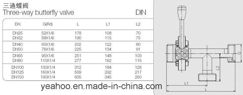 Stainless Steel Three-Way Butterfly Valve Sanitary DIN