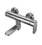 Morden 304 Stainless Steel Wall Mount Bath Tub Faucet Ceramic Disc Valve Satin Finish