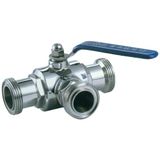 Sanitary 3-Way Non-Encapsulated Ball Valve