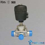 Stainless Steel Sanitary Three Way Diaphragm Valve with Weld Ends