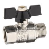 Male Brass Nickel Ball Valve with Butterfly Handle (AV10058)