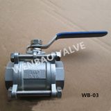 3-PC Female Threaded BSPT Cast Steel CF8 Ball Valve