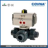 Union Connected Three Way PVC Pneumatic Ball Valve