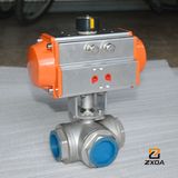 CF8 Pneumatic 3 Way Threaded Ball Valve