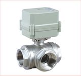 3 Way Horizontal T Type Stainless Steel 304 Motorized Water Ball Valve