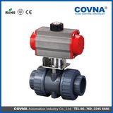 PVC Double Union Pneumatic Control Ball Valve for Fluid Treatment