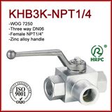 Female Thread 3 Way L Port High Pressure 1/4 Inch Hydraulic Steel Ball Valve 7250psi