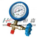 C T-466 G F Brass Three Way Valve with Gauge with Blue Plastic Handle with Shockproof Air Conditioner Parts Refrigeration Parts Refrigeration Tools