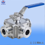 Stainless Steel Clamp Square Ball Valve with Three Pipe Channel