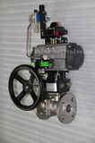 Flanged End Pneumatic Ball Valve with Handwheel and Accessories