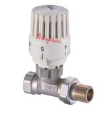 15mm Straight Brass Thermostat Head Radiator Valve